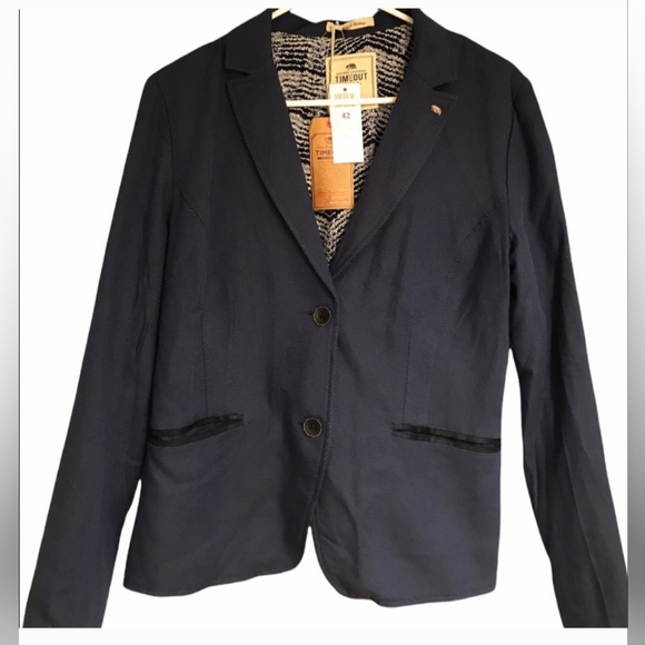 Timeout Jackets & Blazers - Timeout Blue Textured Blazer, NWT, size 42